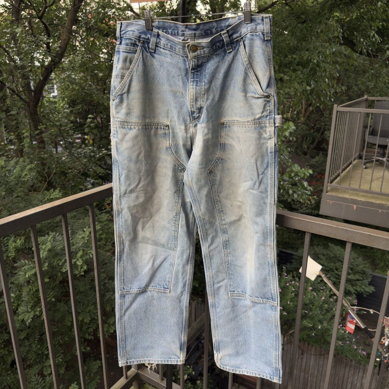 2000s Carhartt Faded Repaired Denim Double Knee Pants