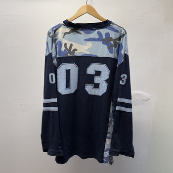 Vintage 2000s Faded Blue Camo New York Longsleeve Jersey Shirt