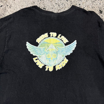 1970s HARLEY'S GET MORE HEAD FLOCK PRINT TEE