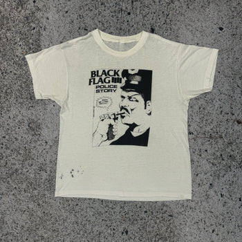 1980s THRASHED BLACK FLAG 4 POLICE STORY TEE