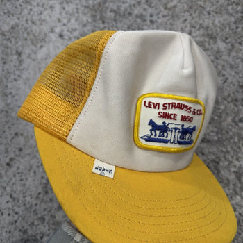 1970s Levi's Yellow Logo White Tab Trucker Hat