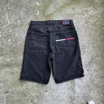 2000S FADED TOMMY HILFIGER BLACK DENIM JEAN SHORTS