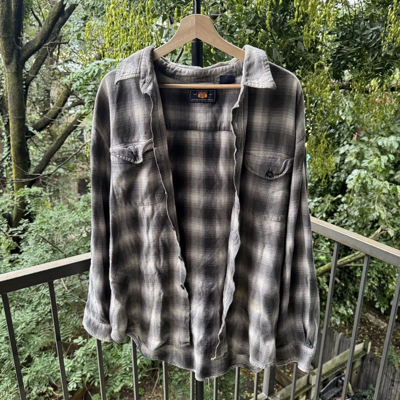 2000s Faded Shadow Plaid Flannel Shirt