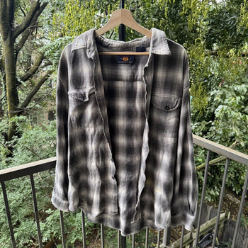 2000s Faded Shadow Plaid Flannel Shirt