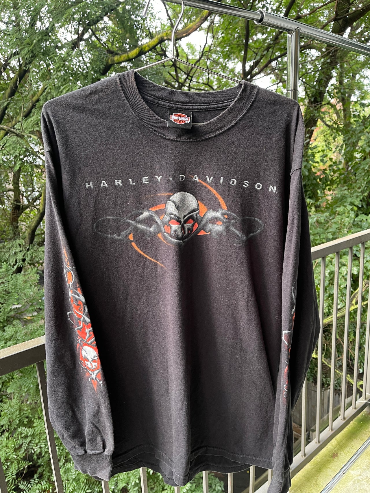 2000S HARLEY DAVIDSON SKULL FLAME LOGO LONGSLEEVE TEE