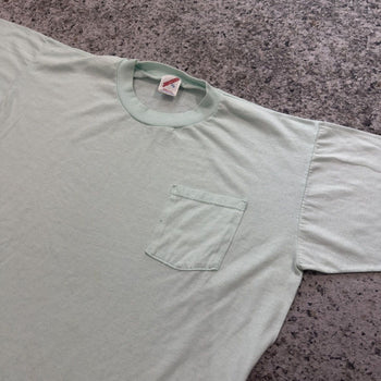 vintage 90s blank white single stitch made in usa pocket tee shirt