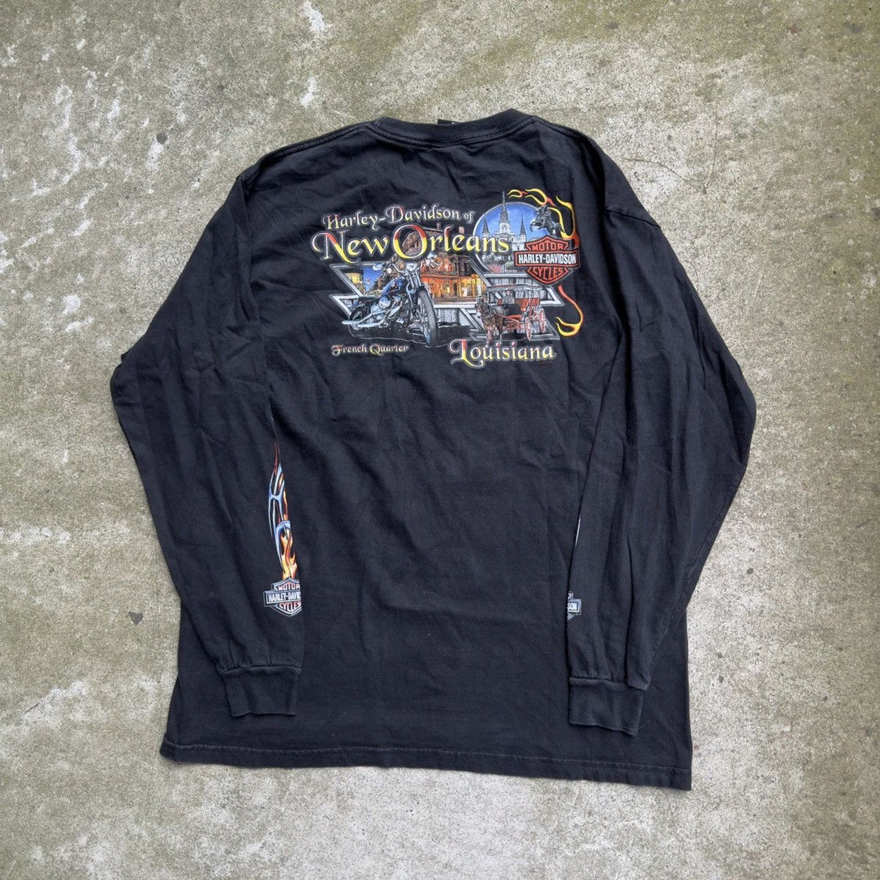 2000s Harley Davidson Blue Flame Longsleeve Tee