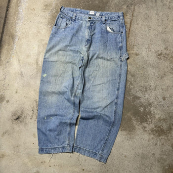 2000S FADED THRASHED BAGGY WIDE LEG DENIM WORK JEANS