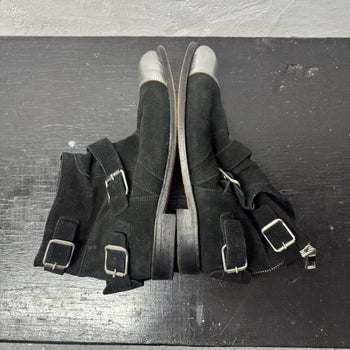 FW15 Balmain x H&M Silver Toe Buckle Boots