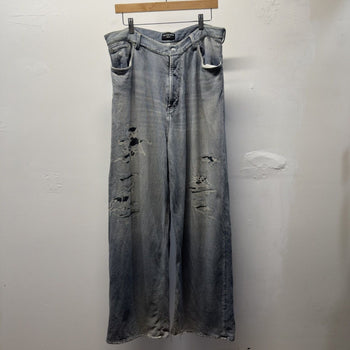 Balenciaga Winter 2021 Tromp L'oeil Denim Sweatpants Demna