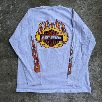 1990S HARLEY DAVIDSON CALIFORNIA FLAME LONGSLEEVE HENLEY TEE