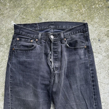 2000S LEVI’S 501 FADED BLACK STRAIGHT LEG DENIM JEANS