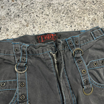 1990s 2000s Y2K TRIPP NYC THRASHED FADED BONDAGE RAVER PANTS