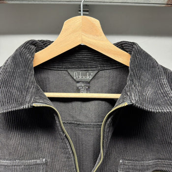 1990s Faded Black Corduroy Zip Up Shirt Jacket