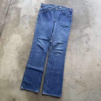 1990s LEVI'S 517 ORANGE TAB MADE IN USA BOOT CUT FADED DENIM JEANS