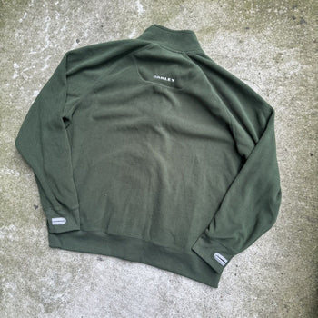 2000s OAKLEY GREEN ZIP UP PULLOVER FLEECE