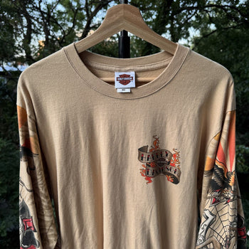 2000s Harley Davidson Tattoo Spiderweb Flame Longsleeve Tee