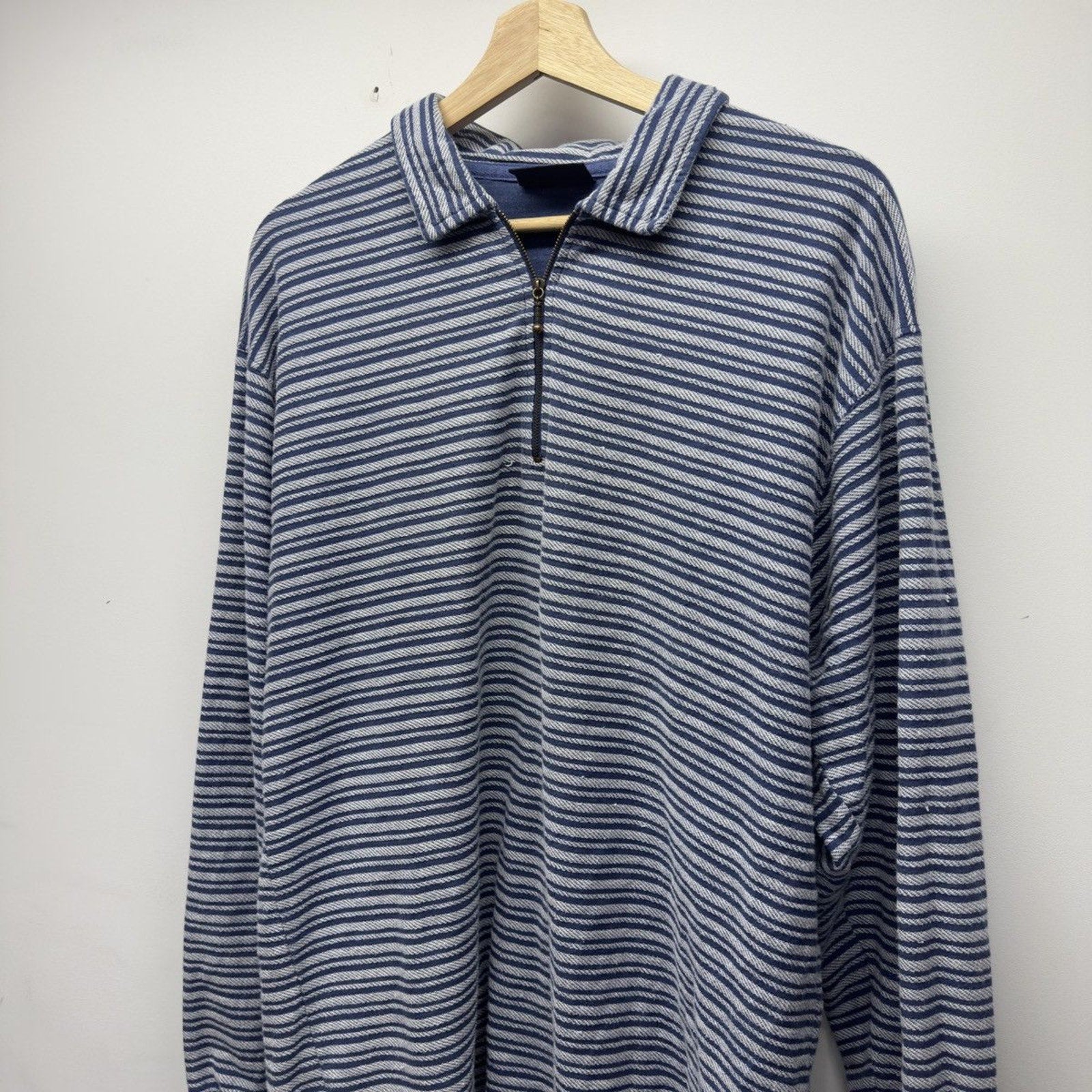Vintage 2000s Faded Glory Striped Faded Distressed Zip Shirt