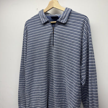 Vintage 2000s Faded Glory Striped Faded Distressed Zip Shirt