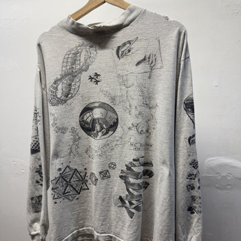 Vintage 1990s Made in USA M.C. Escher Faded Distressed Longsleeve Art Tee