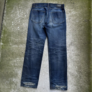 BALENCIAGA FW22 DIRTY BLUE WASH STRAIGHT FIT DENIM JEANS