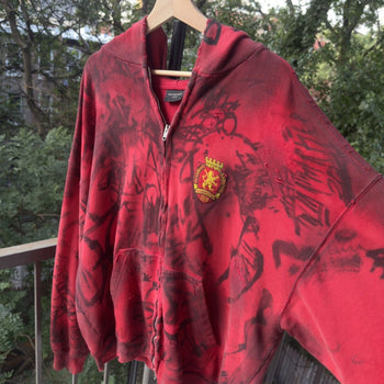 Balenciaga SS23 Mud Show Red Skater Zip Up Hoodie