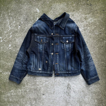 BALENCIAGA 2021 DIRTY BLUE SWING DENIM JACKET