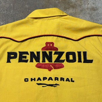 1950s 1960s PENNZOIL CHAPARRAL CHAIN STITCH BOWLING GARAGE SHIRT