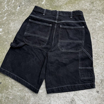 2000S Y2K BAGGY BLACK DENIM SKATER JEAN SHORTS JORTS