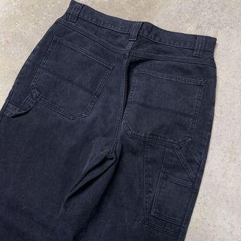 1990s BUGLE BOY BAGGY BLACK WIDE LEG FADED DENIM SKATER JEANS