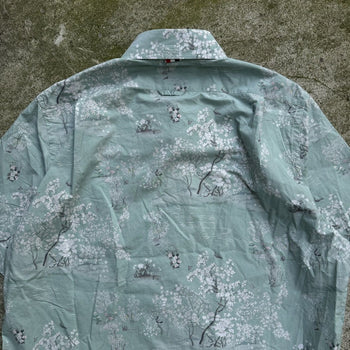 THOM BROWN GREEN COTTON POPLIN TOILE SHIRT