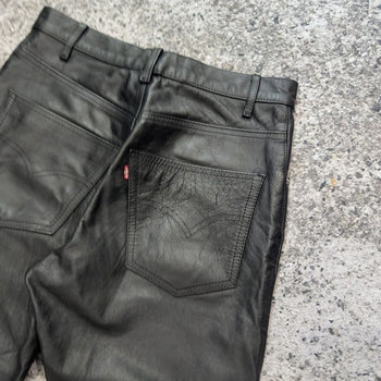 2000s Levi's Lot 53 Roswell Collection Bovine Black Cow Leather Pants
