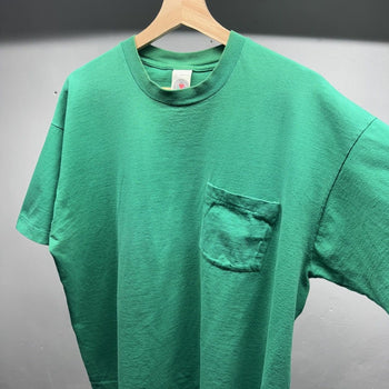 1990s Faded Green Blank Pocket Tee