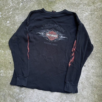 2000s HARLEY DAVIDSON FADED FLAME LOGO THERMAL LONGSLEEVE