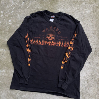 2000s HARLEY DAVIDSON SKULL LOGO FLAME LONGSLEEVE TEE