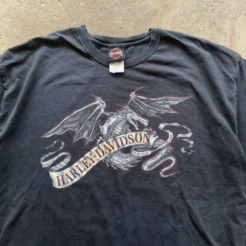 2000S Y2K HARLEY DAVIDSON DRAGON LOGO TEE FADED