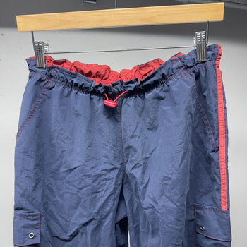 2000s Navy Blue Red Nylon Cargo Track Pants