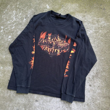 2000S HARLEY DAVIDSON FLAME LOGO LONGSLEEVE TEE