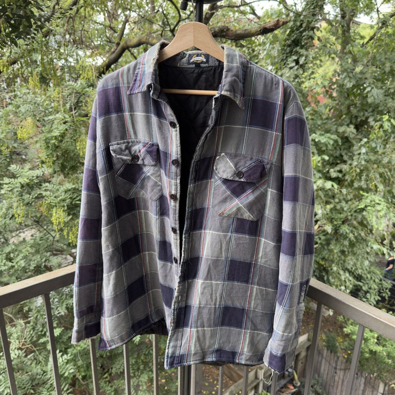 1990s Lee Thrashed Plaid Flannel Shirt Jacket