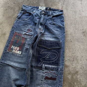 1990S/2000S Y2K PACO JEANS BAGGY PATCH DENIM SKATER JEANS