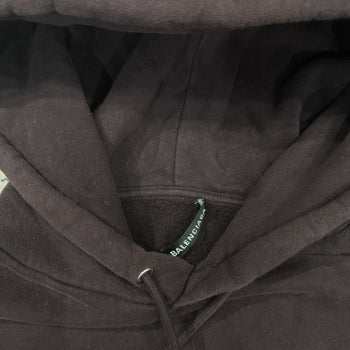 BALENCIAGA BURGUNDY LOGO PULLOVER HOODIE