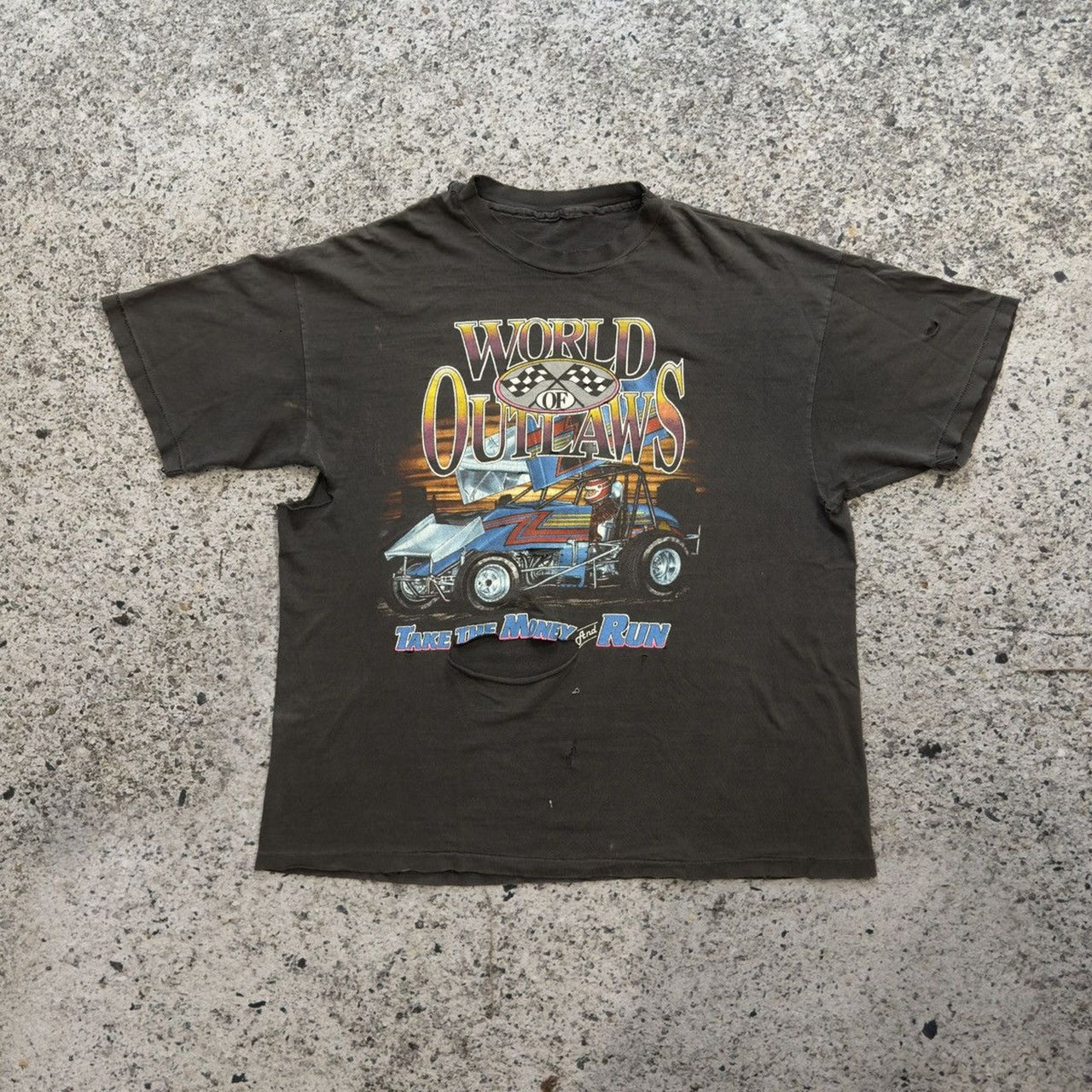 1990s Thrashed World Of Outlaws Racing Tee