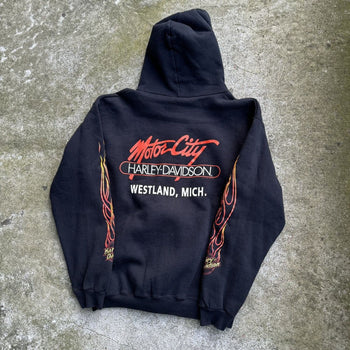 1990s HARLEY DAVIDSON MOTOR CITY FLAME ZIP UP HOODIE