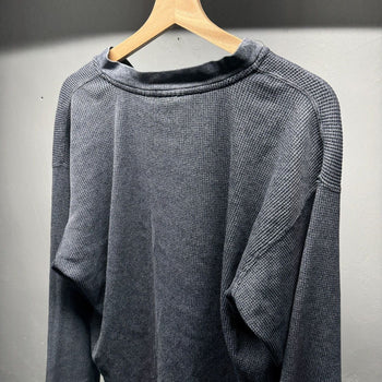 1990s Thrashed Faded Distressed Ribbed Cotton Henley Shirt