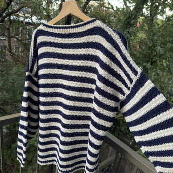 1990s Thrashed Faded Loose Knit Striped Sweater