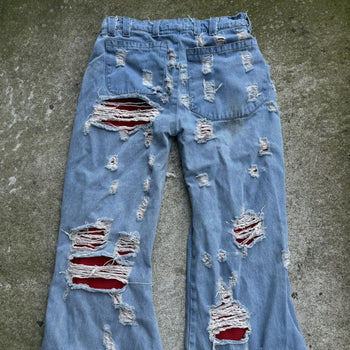 DASYORI DIRTY PUNK THRASHED DOUBLE LAYER BAGGY DENIM JEANS
