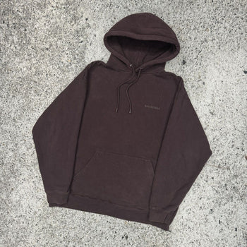 BALENCIAGA BURGUNDY LOGO PULLOVER HOODIE