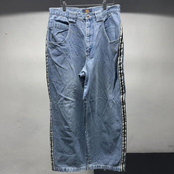 1990s Y2K Baggy Wide Leg Striped Denim Jeans