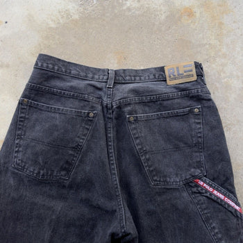 2000S POLO RALPH LAUREN BLACK FADED DENIM CARPENTER SHORTS JORTS