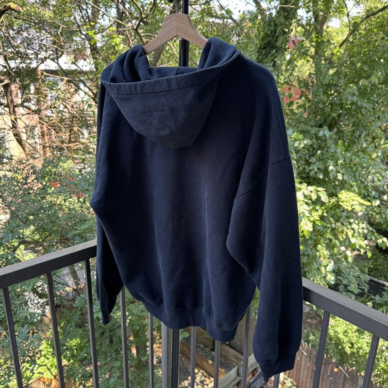 2000s Faded Distressed Cut Black Hoodie